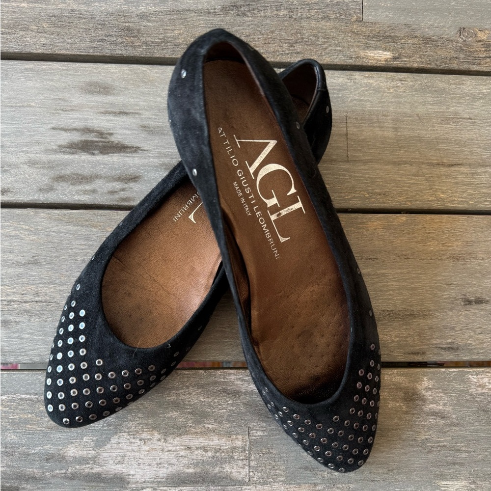 AGL Black Flats with Silver Studs